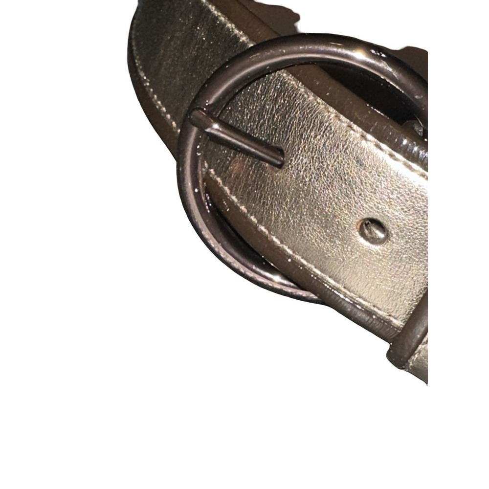 Fossil Leather Belt Women's Large Brown Metallic Gold Boho Round Buckle Retro - Picture 3 of 13